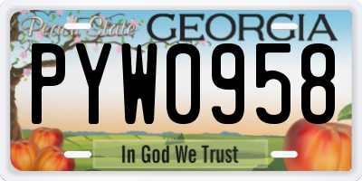 GA license plate PYW0958
