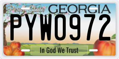 GA license plate PYW0972