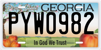 GA license plate PYW0982