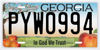 GA license plate PYW0994