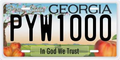 GA license plate PYW1000