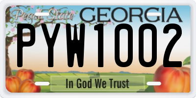 GA license plate PYW1002