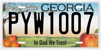 GA license plate PYW1007