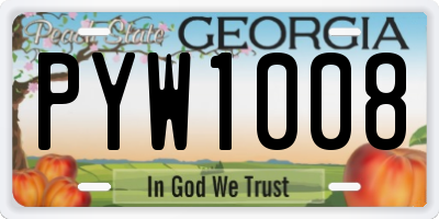 GA license plate PYW1008