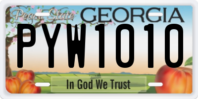 GA license plate PYW1010
