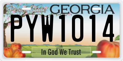 GA license plate PYW1014