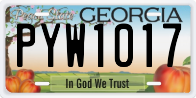 GA license plate PYW1017