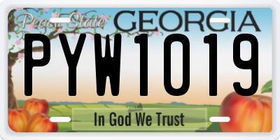 GA license plate PYW1019