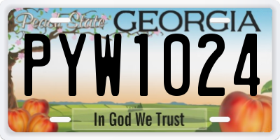 GA license plate PYW1024