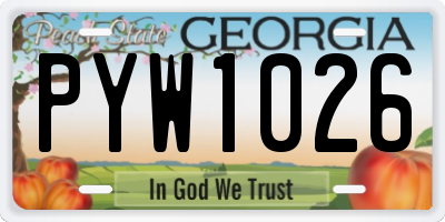 GA license plate PYW1026