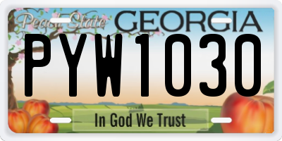 GA license plate PYW1030