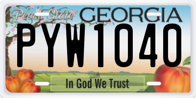 GA license plate PYW1040