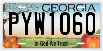 GA license plate PYW1060