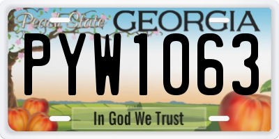 GA license plate PYW1063