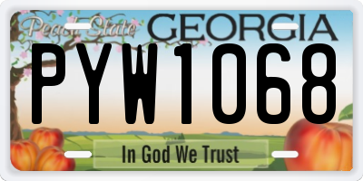GA license plate PYW1068