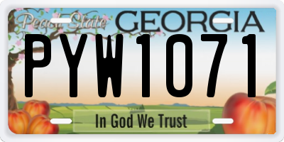 GA license plate PYW1071