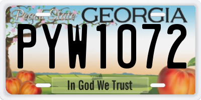 GA license plate PYW1072