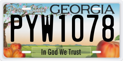 GA license plate PYW1078