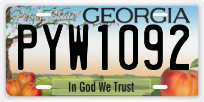 GA license plate PYW1092