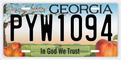 GA license plate PYW1094