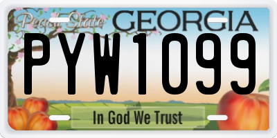 GA license plate PYW1099