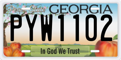 GA license plate PYW1102