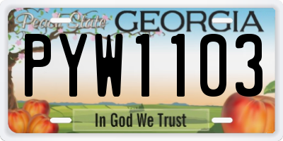 GA license plate PYW1103