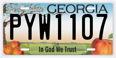 GA license plate PYW1107