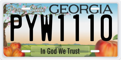 GA license plate PYW1110