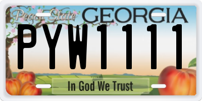 GA license plate PYW1111