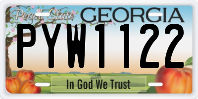 GA license plate PYW1122