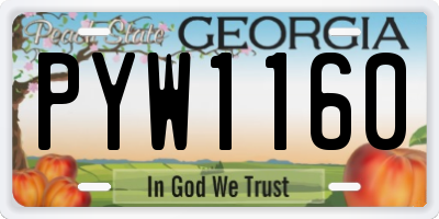 GA license plate PYW1160