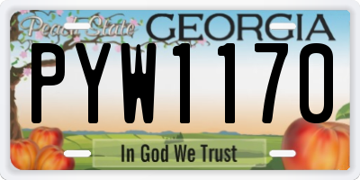 GA license plate PYW1170