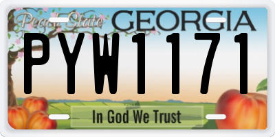 GA license plate PYW1171