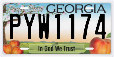 GA license plate PYW1174