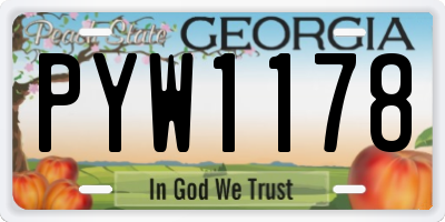 GA license plate PYW1178