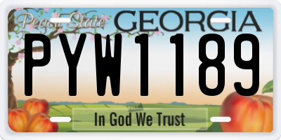 GA license plate PYW1189