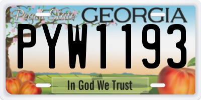 GA license plate PYW1193