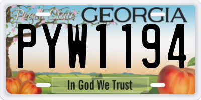 GA license plate PYW1194