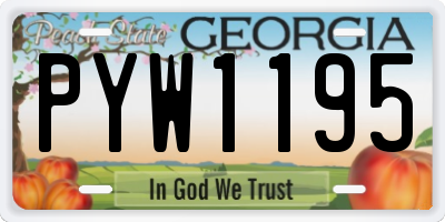 GA license plate PYW1195