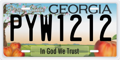 GA license plate PYW1212