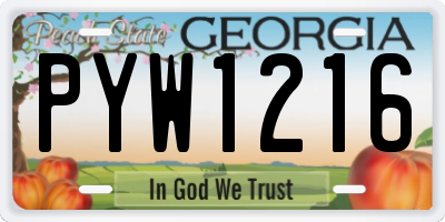 GA license plate PYW1216