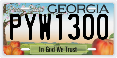 GA license plate PYW1300