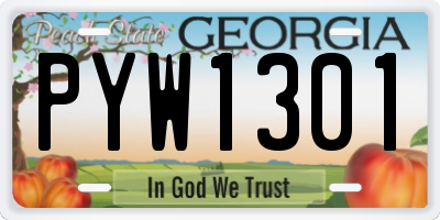 GA license plate PYW1301