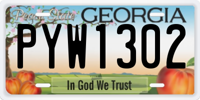 GA license plate PYW1302