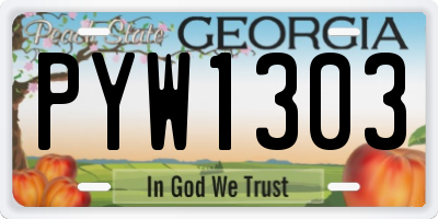 GA license plate PYW1303