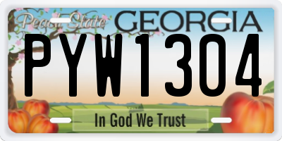 GA license plate PYW1304
