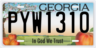 GA license plate PYW1310