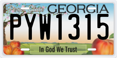 GA license plate PYW1315