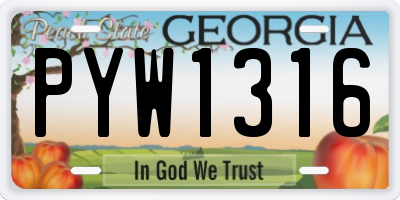 GA license plate PYW1316